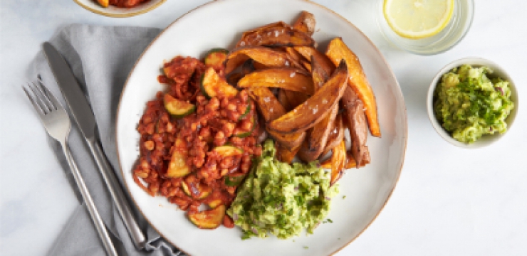 Barbecue Beans & Sweet Potato Wedges
